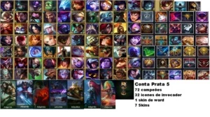 CONTA BRONZE 2, COM 73 CAMPEÕES, 7 SKINS - League of Legends LOL