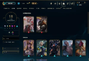 Platina 1 com 50 Champs e 18 Skins +4 Vitoriosas - League of Legends LOL