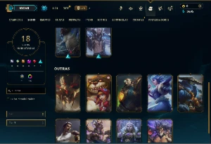 Platina 1 com 50 Champs e 18 Skins +4 Vitoriosas - League of Legends LOL