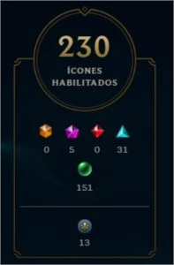Conta com 184 skins (3 ultimates, 3 míticas, 13 lendárias) - League of Legends LOL