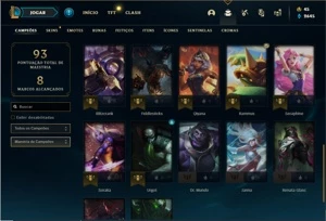 Conta ouro 4 com 30 Champs e 19 Skins + 1 Fragmento - League of Legends LOL