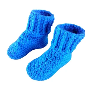 Pantufa de Lã Infantil Azul 18 - Artesanato e Personalizados