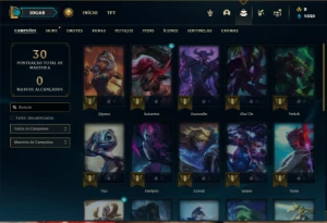Conta Platina 4 com 30 Champs e 4 Skins + 6 Fragmentos - League of Legends LOL