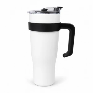 Garrafa Térmica Branca com Canudo - 1,2 Litro - Artesanato e Personalizados