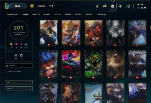 Platina 3 com TODOS os champs e 201 Skins + 31 Maestrias 7 - League of Legends LOL