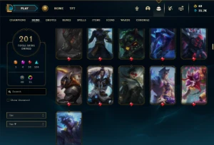 Platina 3 com TODOS os champs e 201 Skins + 31 Maestrias 7 - League of Legends LOL