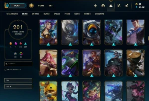 Platina 3 com TODOS os champs e 201 Skins + 31 Maestrias 7 - League of Legends LOL