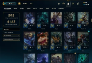 Platina 3 com TODOS os champs e 201 Skins + 31 Maestrias 7 - League of Legends LOL
