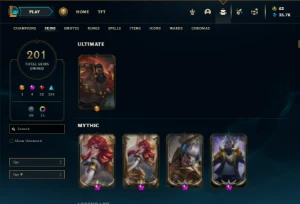 Platina 3 com TODOS os champs e 201 Skins + 31 Maestrias 7 - League of Legends LOL