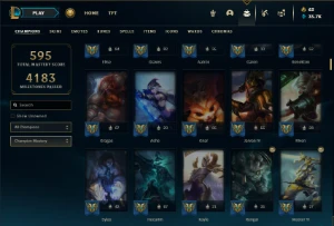Platina 3 com TODOS os champs e 201 Skins + 31 Maestrias 7 - League of Legends LOL