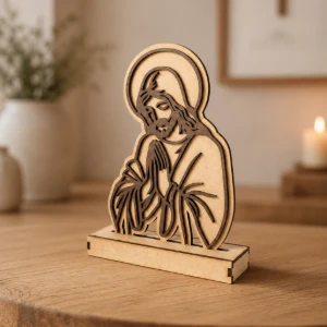 Escultura Jesus Orando em MDF 21 x 14 cm - Artesanato e Personalizados