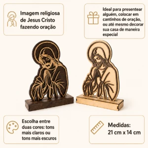 Escultura Jesus Orando em MDF 21 x 14 cm - Artesanato e Personalizados