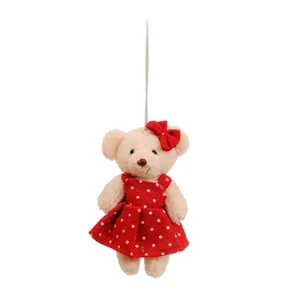 Ursinha com Vestido Vermelho de Poá (11 cm) - Artesanato e Personalizados