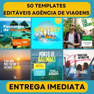 Pack Artes Canva Agência de Viagens 50 Templates Editáveis - Outros