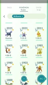 *Pokémon GO* Shinys, Pokémons raros e de evento