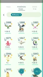 *Pokémon GO* Shinys, Pokémons raros e de evento