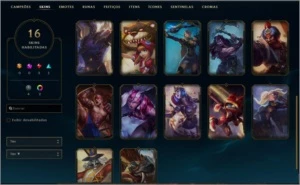 CONTA LOL OURO 4 COM MMR RELATIVAMENTE ALTO, 16 SKINS E + - League of Legends
