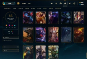 Unranked com 90 Champs e 85 Skins - League of Legends LOL
