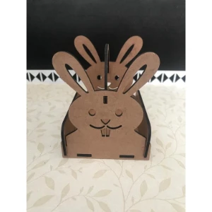 Kit 5 Cestinhas Coelho da Páscoa em MDF Cru - Artesanato e Personalizados