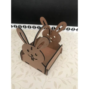 Kit 5 Cestinhas Coelho da Páscoa em MDF Cru - Artesanato e Personalizados
