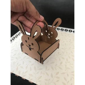 Kit 5 Cestinhas Coelho da Páscoa em MDF Cru - Artesanato e Personalizados