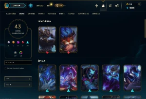 Esmeralda 3 com 95 Champs e 43 Skins + 5 Vitoriosas - League of Legends LOL