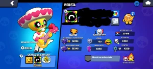 Conta Brawl Stars 58000 trófeus email único 366 skins