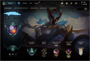 Conta LOL plat1, 50k de EA, 15skins + 56 frag de skin - League of Legends