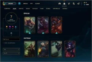Conta unranked com 7 Skins e 33 Champs - League of Legends LOL