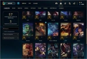 Conta unranked com 7 Skins e 33 Champs - League of Legends LOL
