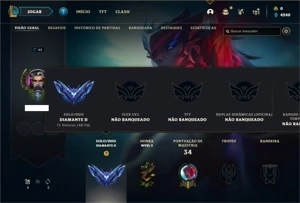 Conta Diamante 2 com 28 Champs e 5 Skins + 20 Fragmentos - League of Legends LOL