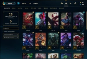 Conta bronze 4 com 27 Champs e 8 Skins + 1 Fragmento - League of Legends LOL