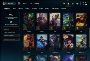 Conta bronze 4 com 27 Champs e 8 Skins + 1 Fragmento - League of Legends LOL