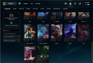 Conta bronze 4 com 27 Champs e 8 Skins + 1 Fragmento - League of Legends LOL