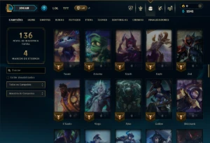 Diamante 4 com 95 Champs e 23 Skins - League of Legends LOL