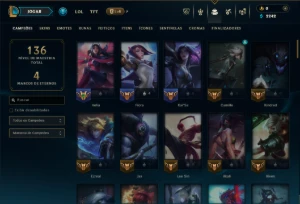 Diamante 4 com 95 Champs e 23 Skins - League of Legends LOL