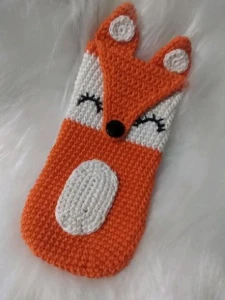 Porta Celular em Crochê - Raposa - Artesanato e Personalizados