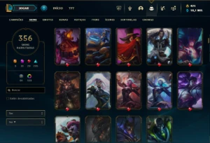 Ouro 3 com TODOS os champs e 356 Skins + 7 Prestigios - League of Legends LOL