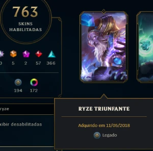 Conta Antiga de 2014 com Skins e Ícones raros 763 skins - League of Legends LOL