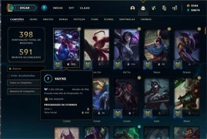 Conta lol S3, 1m300 maestria de vayne, decay do challenger - League of Legends