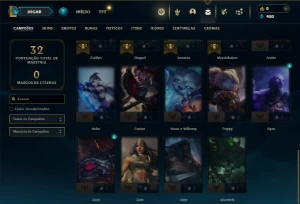 Prata 4 com 35 Champs e 3 Skins - League of Legends LOL