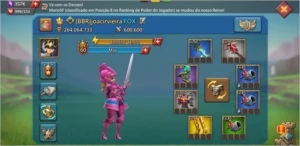 Conta Lords Mobile com 264m de Poder com T4 e 358K de Gemas