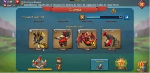 Conta Lords Mobile com 264m de Poder com T4 e 358K de Gemas
