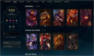 Conta rara| Season 3 | Skins vitoriosas | 200 Skins |e+ - League of Legends LOL