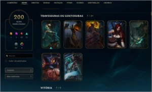 Conta rara| Season 3 | Skins vitoriosas | 200 Skins |e+ - League of Legends LOL