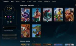 Conta rara| Season 3 | Skins vitoriosas | 200 Skins |e+ - League of Legends LOL