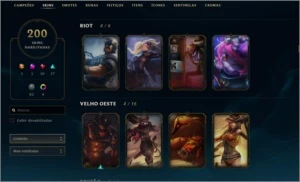 Conta rara| Season 3 | Skins vitoriosas | 200 Skins |e+ - League of Legends LOL