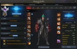 Arthetine 1510 Striker, Arma 23, 5000 cristais azuis, 8 Alts - Lost Ark