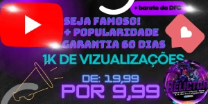 🔥[Promoção] 1K De Vizualização *Youtube* Apenas R$9,99 !!💥 - Social Media