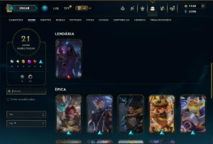 Platina 1 com 80 Champs e 21 Skins - League of Legends LOL